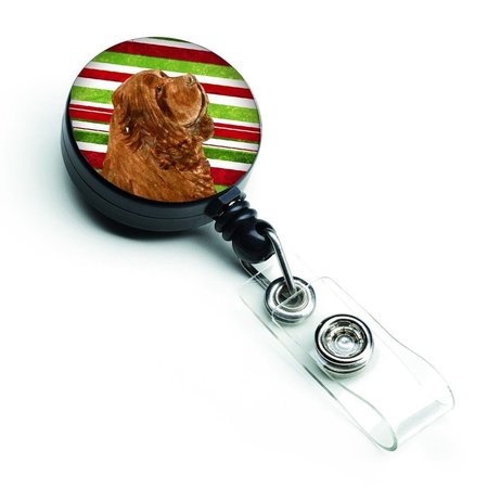 TEACHERS AID Sussex Spaniel Candy Cane Holiday Christmas Retractable Badge Reel TE727627